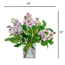 Load image into Gallery viewer, Faux Lilac Flower Arrangement Centerpiece - 15" - Vivian Rose Shop