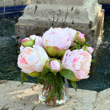 Load image into Gallery viewer, Faux peony flower arrangement in vase - 10" Vivian Rose Shop