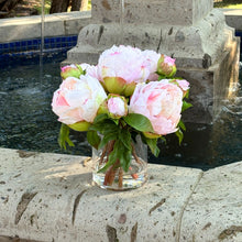 Load image into Gallery viewer, Faux peony flower arrangement in vase - 10" Vivian Rose Shop