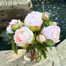 Load image into Gallery viewer, Faux peony flower arrangement in vase - 10" Vivian Rose Shop