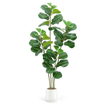 Load image into Gallery viewer, Faux Fiddle Leaf Fig Tree In White Planter 6' Vivian Rose Shop