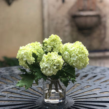 Load image into Gallery viewer, silk floral arrangement green snowball hydrangea arrangement