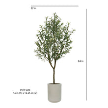 Load image into Gallery viewer, Artificial 7' Olive Tree with Artisan Mediterranean Planter CG Hunter