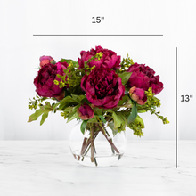 Load image into Gallery viewer, Real Touch Peony Centerpiece Flower Arrangement in Vase  - 13" Vivian Rose Shop