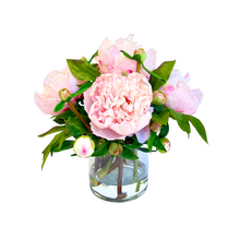 Load image into Gallery viewer, silk flower arrangement faux peonies in vase