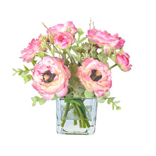 Load image into Gallery viewer, Real Touch Ranunculus Flower Arrangement in Vase - 8" Vivian Rose Shop
