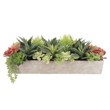 Load image into Gallery viewer, Rectangular Artificial Succulent Arrangement, Natural Planter CG Hunter