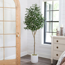Load image into Gallery viewer, Tall Faux Olive Tree in White Planter