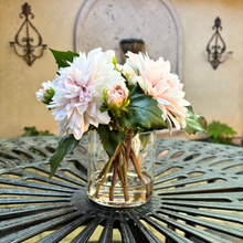Load image into Gallery viewer, Artificial Dahlia Flower Arrangement in Glass Vase - 10" Vivian Rose Shop