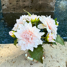Load image into Gallery viewer, Artificial Dahlia Flower Arrangement in Glass Vase - 10" Vivian Rose Shop