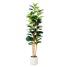 Load image into Gallery viewer, 7’ Artificial Fiddle Leaf Tree in Decorative White Planter Nearly Natural