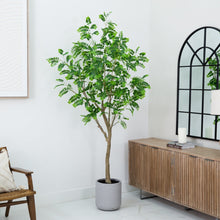 Load image into Gallery viewer, 7.5’ Artificial Greco Locust Citrus Tree in Decorative Planter