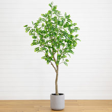 Load image into Gallery viewer, 7.5’ Artificial Greco Locust Citrus Tree in Decorative Planter