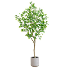 Load image into Gallery viewer, 7.5’ Artificial Greco Locust Citrus Tree in Decorative Planter