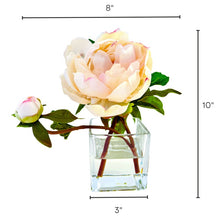 Load image into Gallery viewer, Faux Peony Arrangement in Glass Vase - 8" Vivian Rose Shop