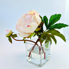Load image into Gallery viewer, peony arrangement in glass vase for luxury home decor Peony Flower Arrangement in Glass Vase