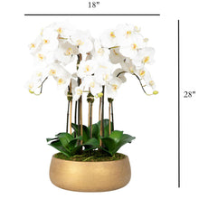 Load image into Gallery viewer, Faux Orchid Arrangement in Matte Gold Planter Vivian Rose Shop