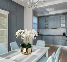 Load image into Gallery viewer, table centerpiece arrangement, white faux orchid centerpiece arrangement for dining room table