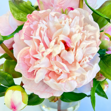 Load image into Gallery viewer, Real touch peony arrangement in vase - 10&quot;
