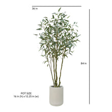 Load image into Gallery viewer, 7 foot Tall Faux Eucalyptus Tree in White Planter-23007SIZING
