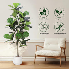Load image into Gallery viewer, Artificial Fiddle Leaf Tree 5ft AM
