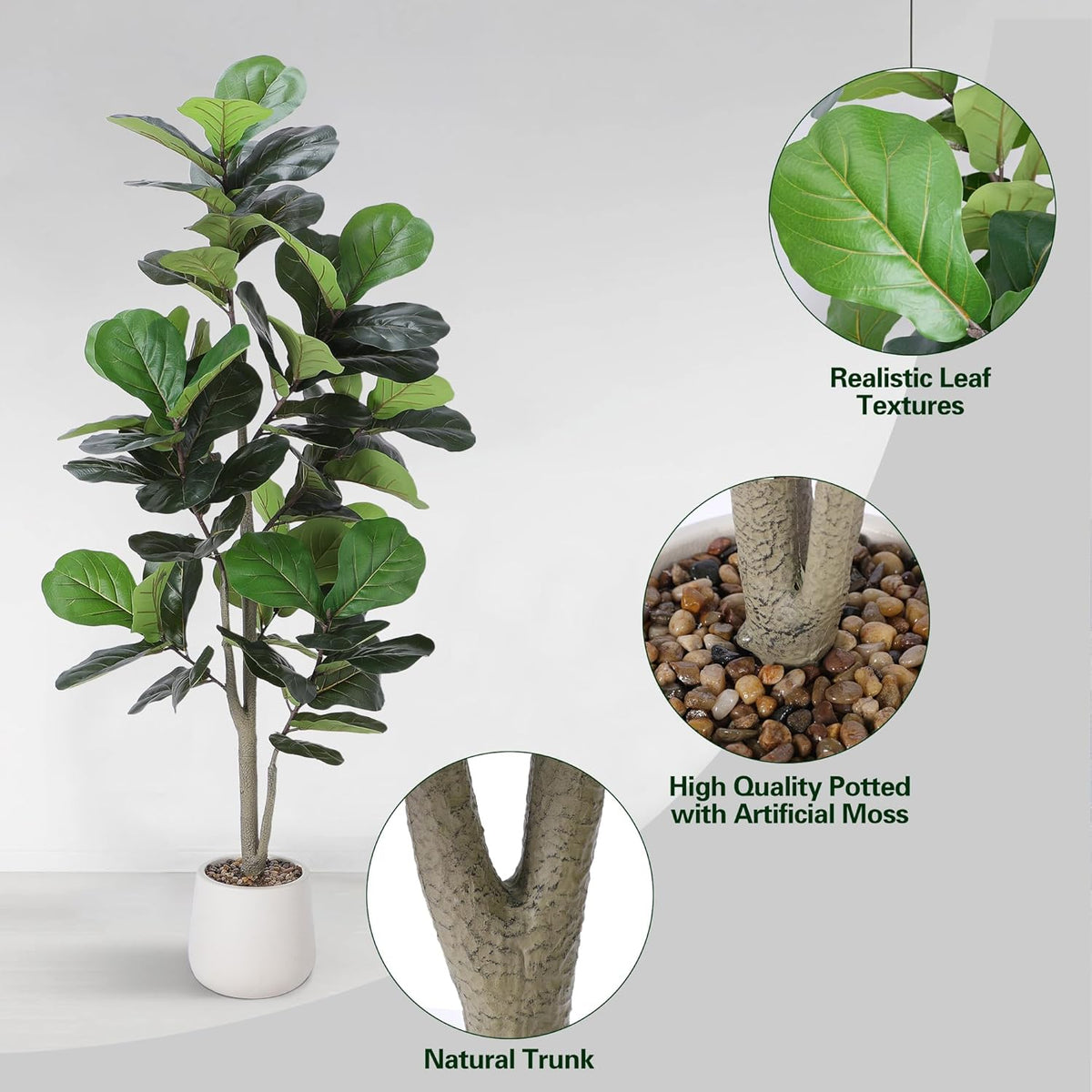 realistic fiddle leaf fig Artificial Fiddle Leaf Fig Tree 5ft – Vivian Rose Shop