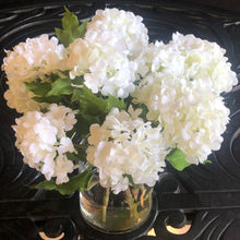 Load image into Gallery viewer, white snowball hydrangea arrangement real touch hydrangeas
