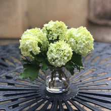 Load image into Gallery viewer, green hydrangea arrangement in vase, artificial flower arrangement 
