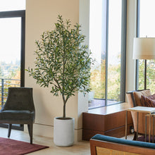 Load image into Gallery viewer, Artificial 7' Olive Tree with Artisan Mediterranean Planter CG Hunter
