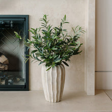 Load image into Gallery viewer, 30" Faux Olive Arrangement in Artisan Vase CG Hunter
