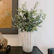 Load image into Gallery viewer, 30" Faux Olive Arrangement in Artisan Vase CG Hunter
