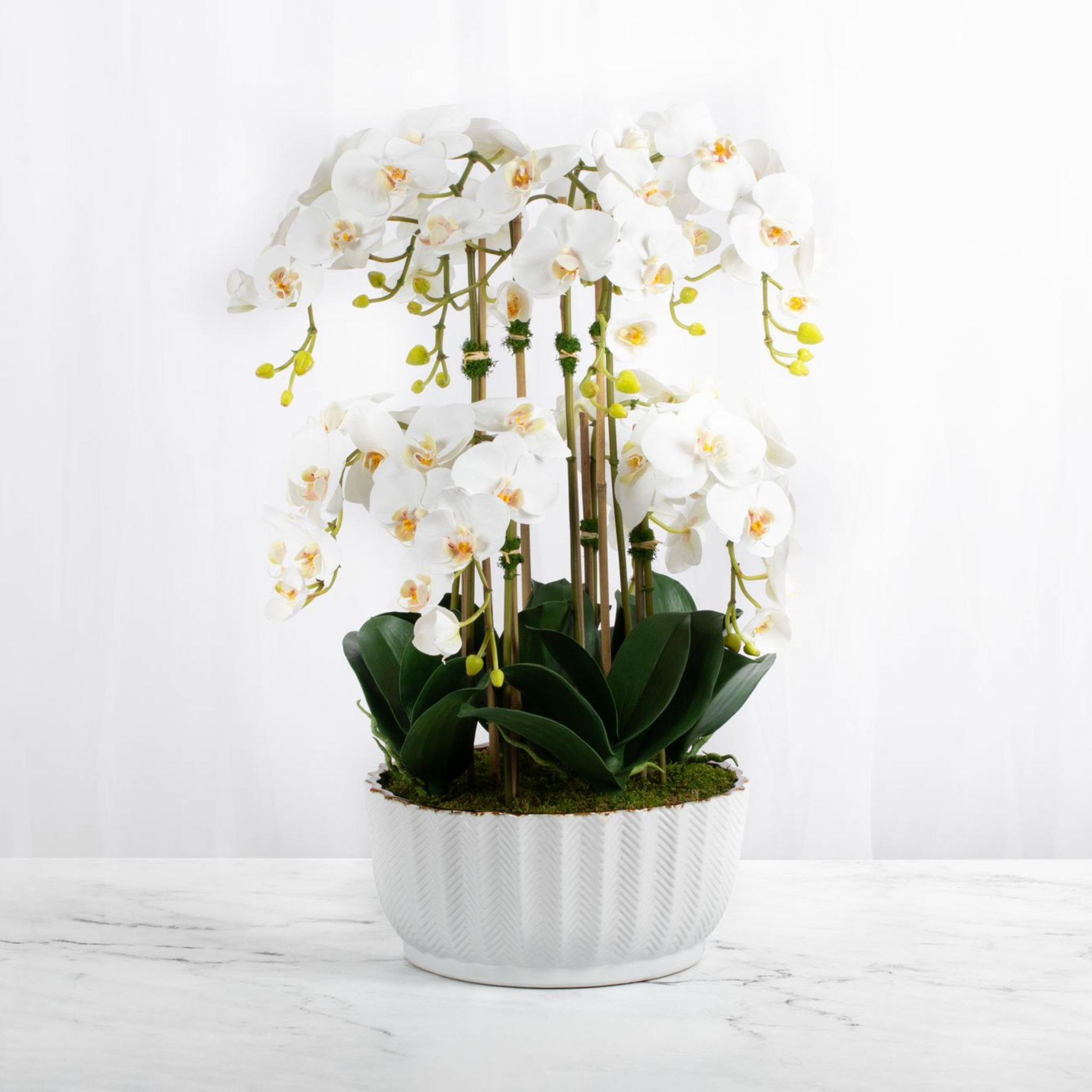 orchid succulent centerpiece Faux orchid centerpiece in white vase – Vivian Rose Shop