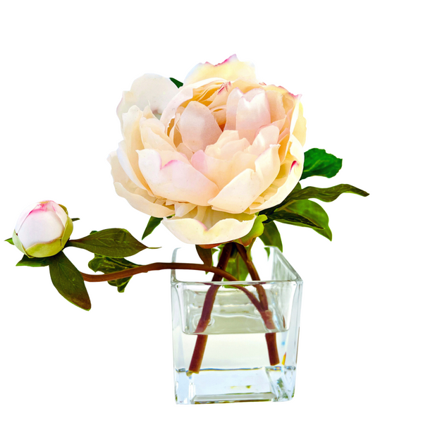 Peony Flower Arrangement in Glass Vase - 10