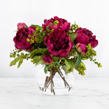 Load image into Gallery viewer, Real Touch Peony Centerpiece Flower Arrangement in Vase  - 13&quot;
