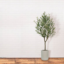 Load image into Gallery viewer, Artificial 7' Olive Tree with Artisan Mediterranean Planter CG Hunter
