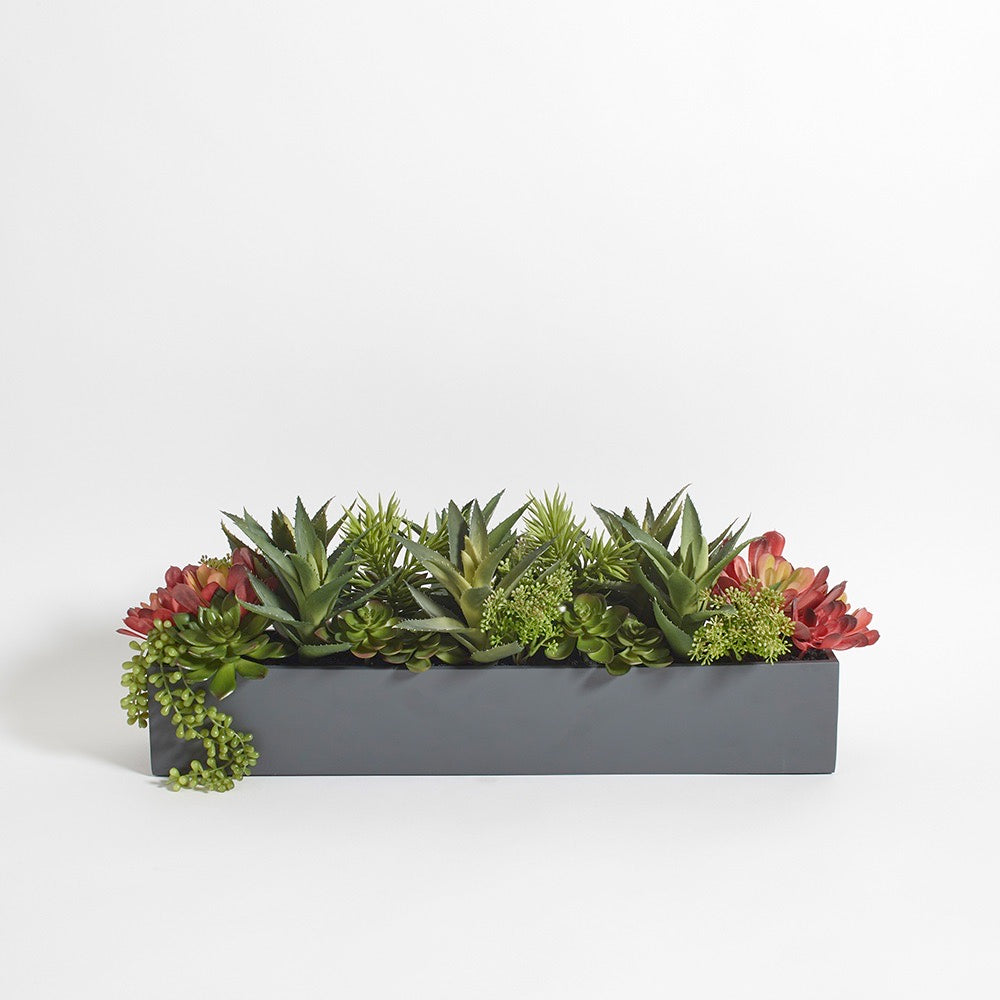 Artificial Succulent Arrangement in Gray Planter