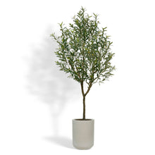 Load image into Gallery viewer, Artificial 7' Olive Tree with Artisan Mediterranean Planter CG Hunter
