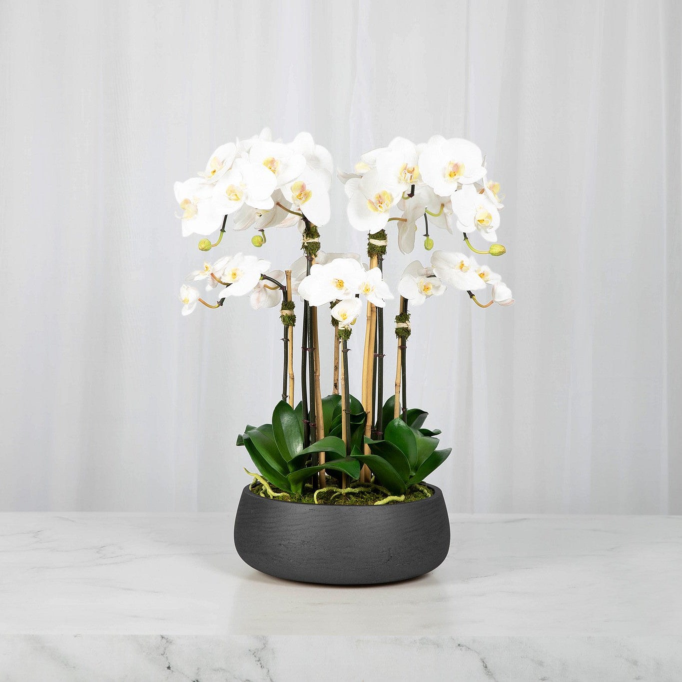 faux orchid plant in pot Faux Orchid Centerpiece