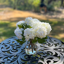 Load image into Gallery viewer, white centerpiece flower arrangement white hydrangeas in vase luxury floral decor
