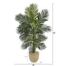 Load image into Gallery viewer, 5’ Golden Cane Artificial Palm Tree in Sandstone Planter Nearly Natural
