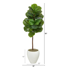 Load image into Gallery viewer, 52” Fiddle Leaf Artificial Tree in White Planter Nearly Natural
