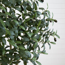 Load image into Gallery viewer, 6’ Artificial Olive Tree with White Decorative Planter Nearly Natural
