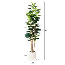 Load image into Gallery viewer, 7’ Artificial Fiddle Leaf Tree in White Planter
