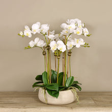 Load image into Gallery viewer, faux orchid centerpiece arrangement white floral centerpiece arrangement
