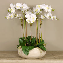 Load image into Gallery viewer, large orchid centerpiece arrangement white silk flower arrangement
