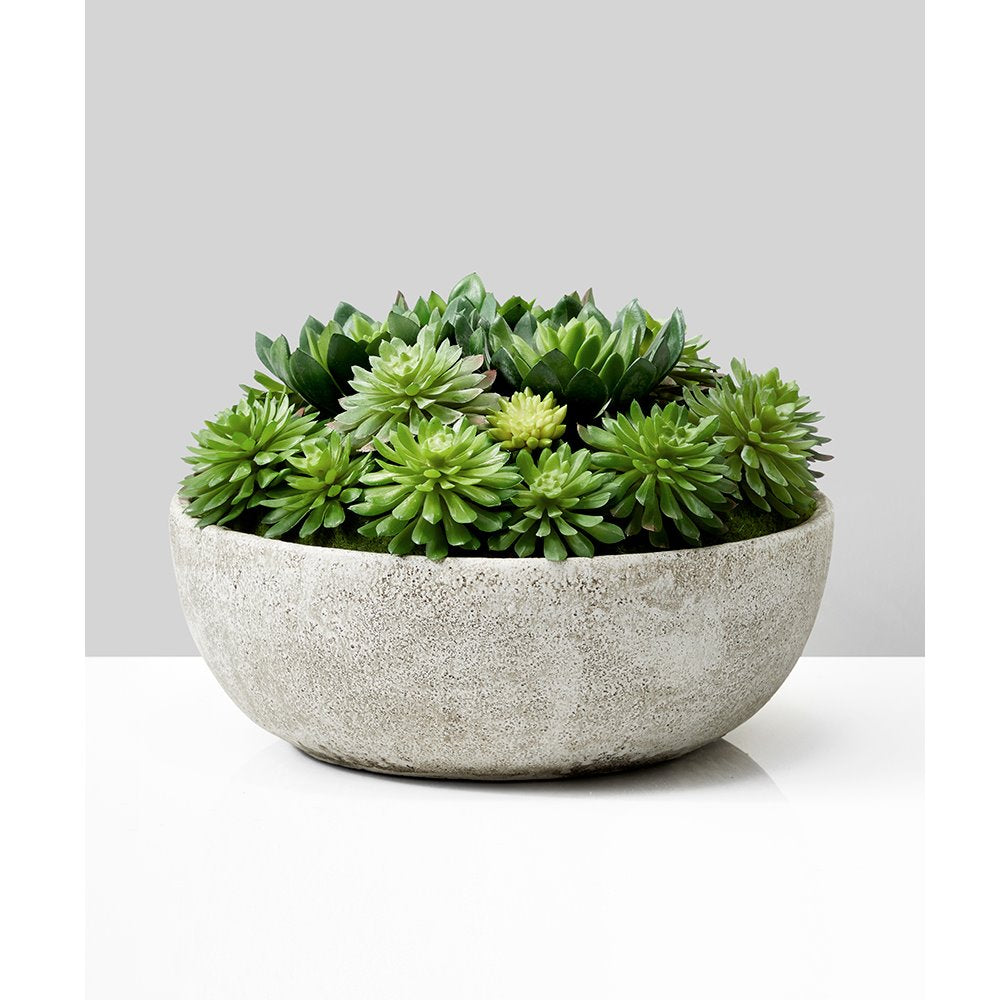 Succulent mix in bowl_artificial succulents in planter