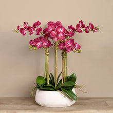 Load image into Gallery viewer, artificial flower arrangement- pink silk orchid centerpiece
