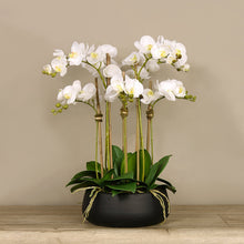 Load image into Gallery viewer, silk orchid flower arrangement and centerpiece-dining room floral arrangement
